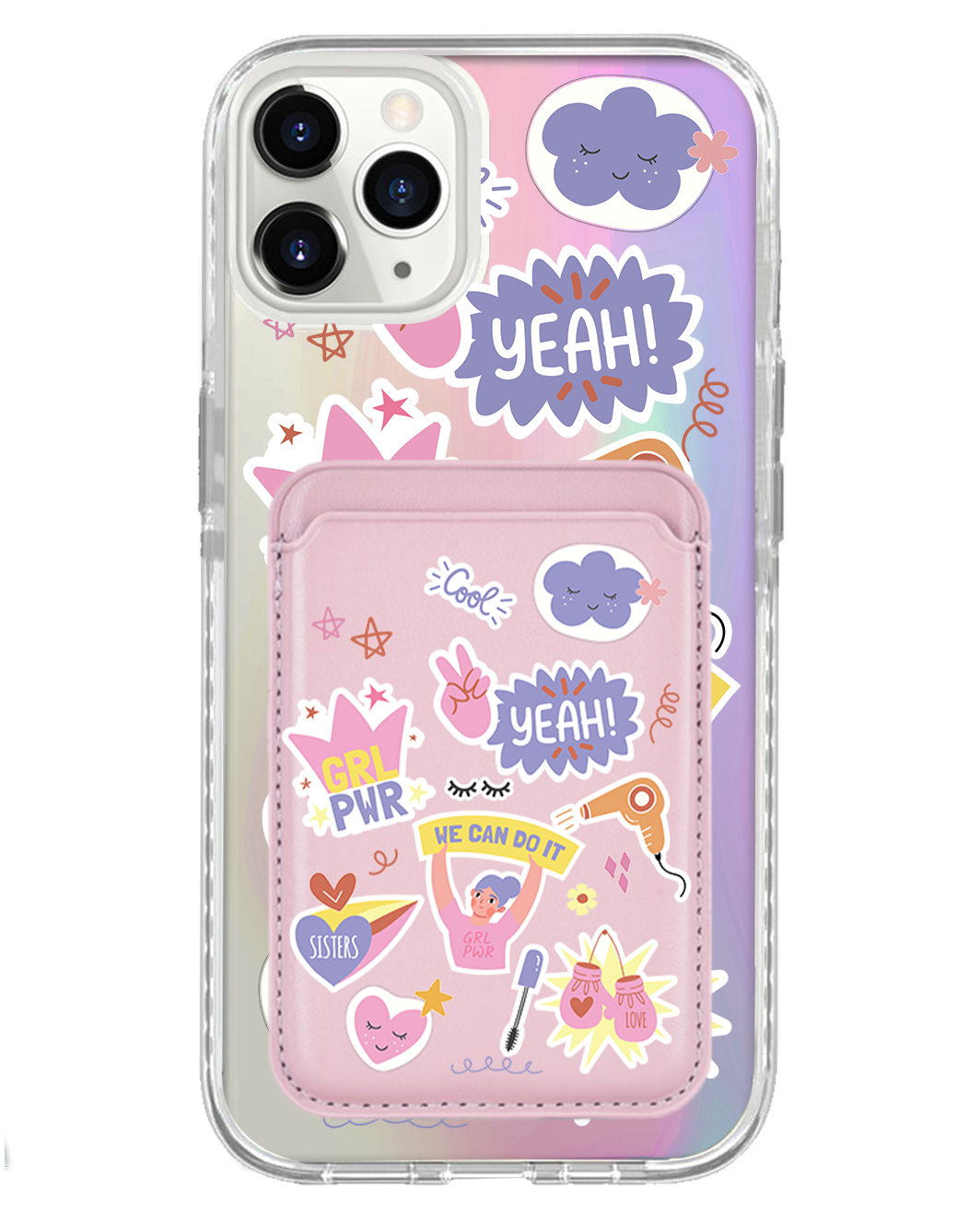 iPhone Magnetic Wallet Holo Case - Girl Power Sticker Pack