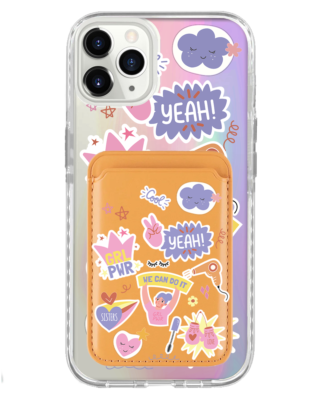 iPhone Magnetic Wallet Holo Case - Girl Power Sticker Pack