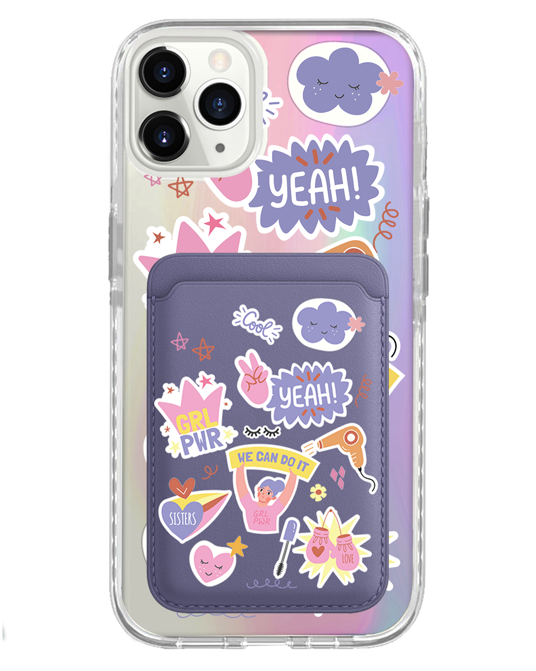 iPhone Magnetic Wallet Holo Case - Girl Power Sticker Pack