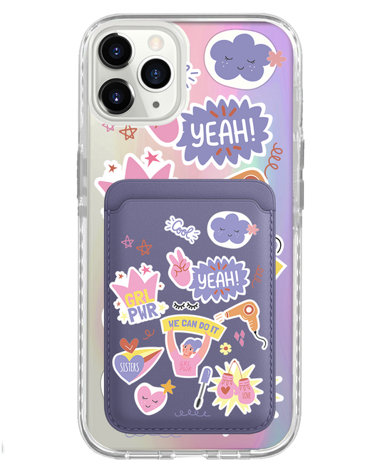 iPhone Magnetic Wallet Holo Case - Girl Power Sticker Pack