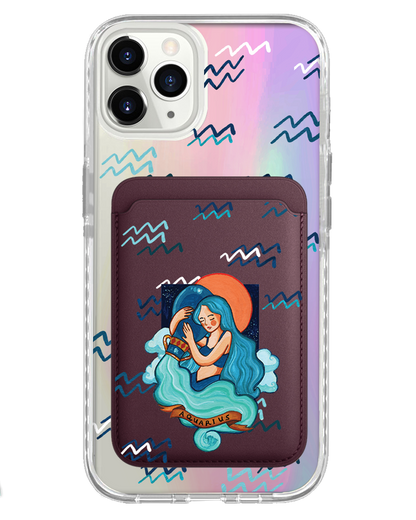 iPhone Magnetic Wallet Holo Case - Aquarius