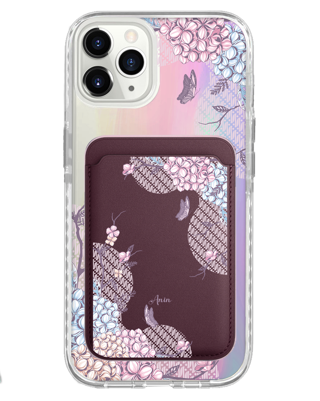 iPhone Magnetic Wallet Holo Case - Batik Floral