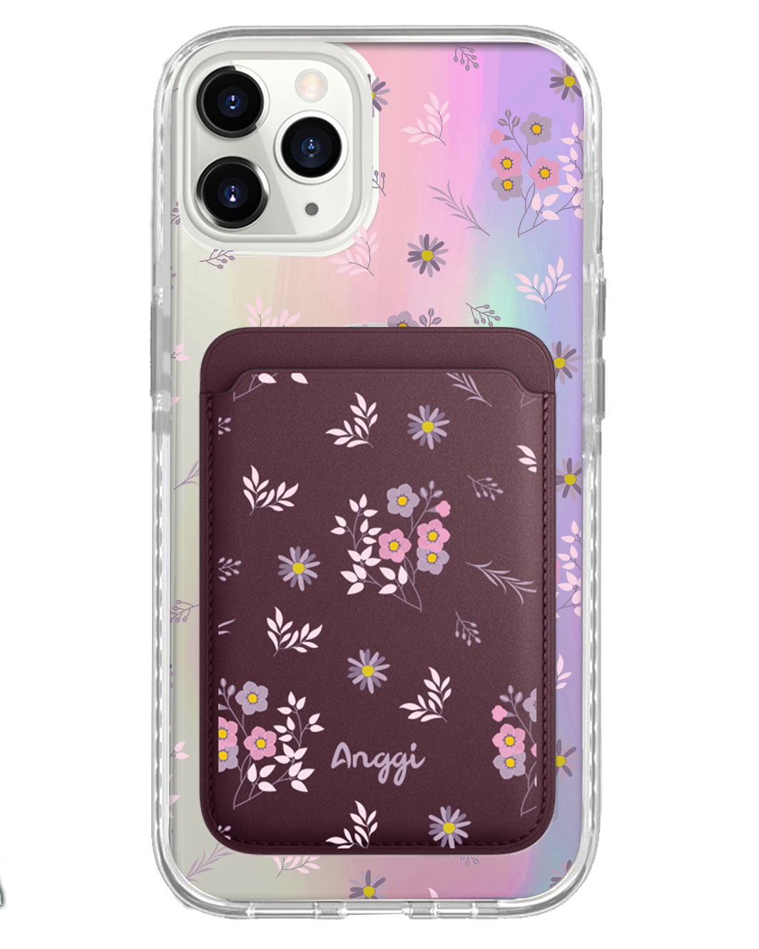 iPhone Magnetic Wallet Holo Case - Cherry Blossom