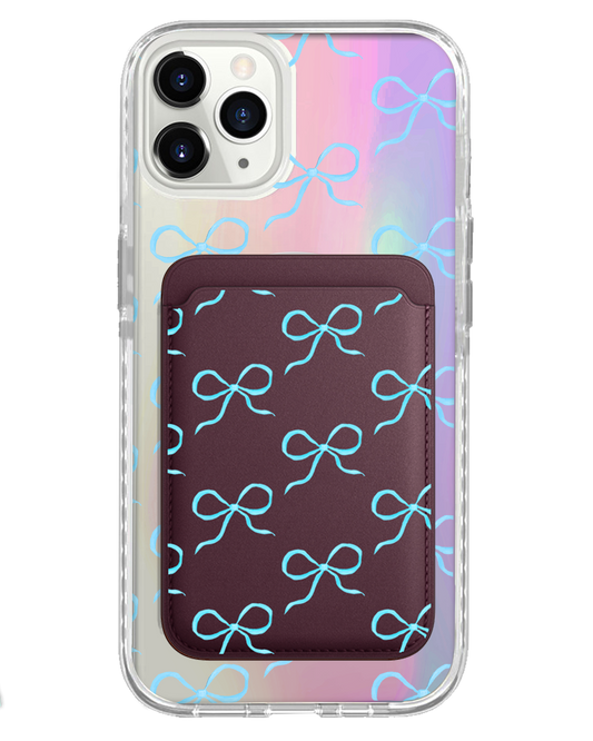 iPhone Magnetic Wallet Holo Case - Coquette Blue Bow