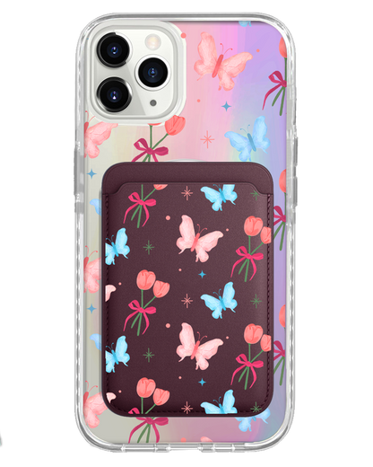 iPhone Magnetic Wallet Holo Case - Coquette Butterfly