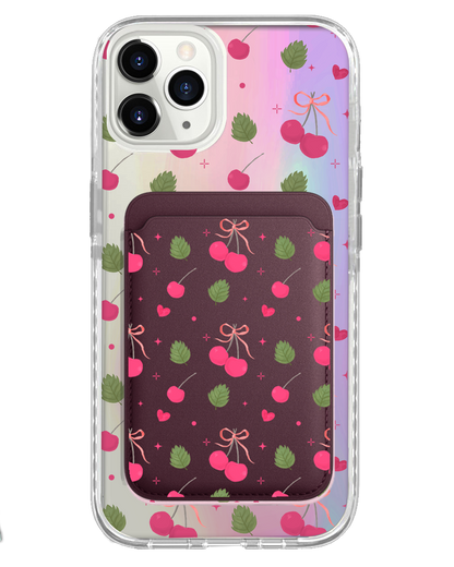 iPhone Magnetic Wallet Holo Case - Coquette Cherry