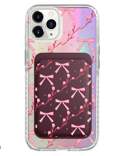 iPhone Magnetic Wallet Holo Case - Coquette Floral