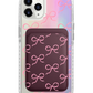 iPhone Magnetic Wallet Holo Case - Coquette Pink Bow