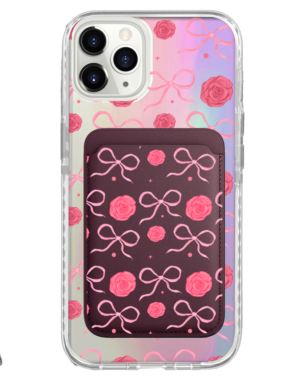 iPhone Magnetic Wallet Holo Case - Coquette Rose