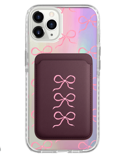 iPhone Magnetic Wallet Holo Case - Coquette Triple Bow