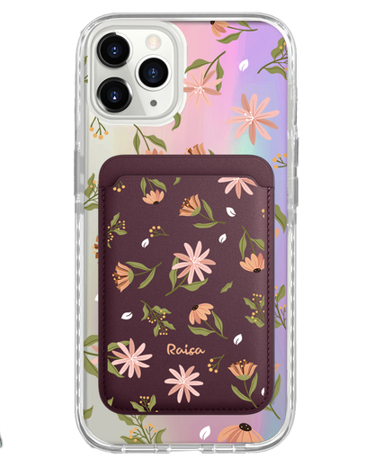 iPhone Magnetic Wallet Holo Case - Cosmos Flower