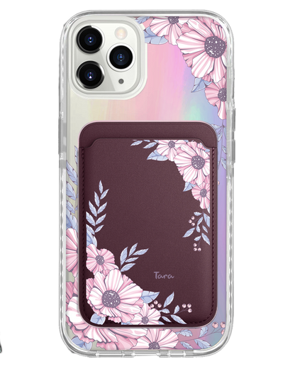iPhone Magnetic Wallet Holo Case - Pink Blossom