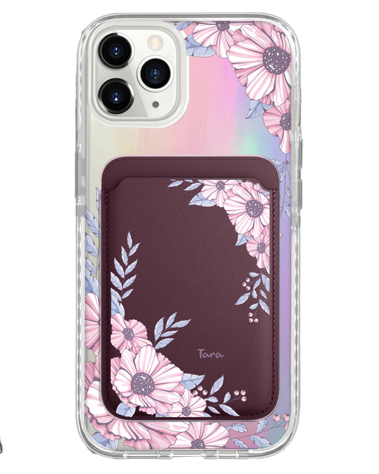 iPhone Magnetic Wallet Holo Case - Pink Blossom