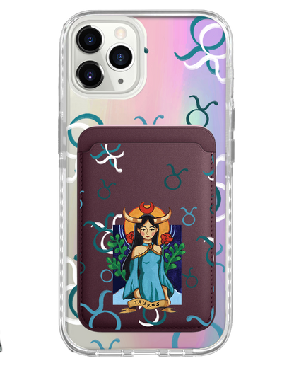iPhone Magnetic Wallet Holo Case - Taurus