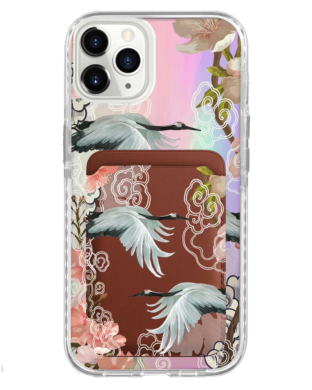 iPhone Magnetic Wallet Holo Case - Oil Painting Birds