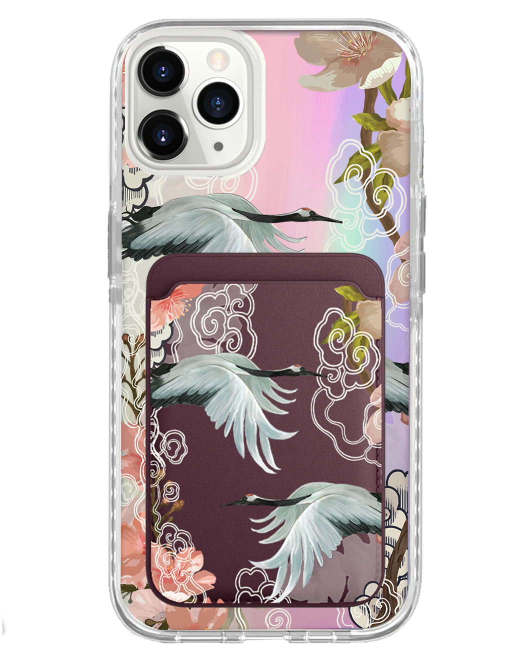 iPhone Magnetic Wallet Holo Case - Oil Painting Birds