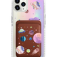 iPhone Magnetic Wallet Holo Case - Pink Planet