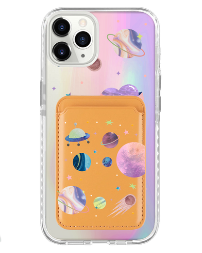 iPhone Magnetic Wallet Holo Case - Pink Planet