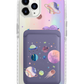 iPhone Magnetic Wallet Holo Case - Pink Planet