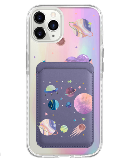 iPhone Magnetic Wallet Holo Case - Pink Planet