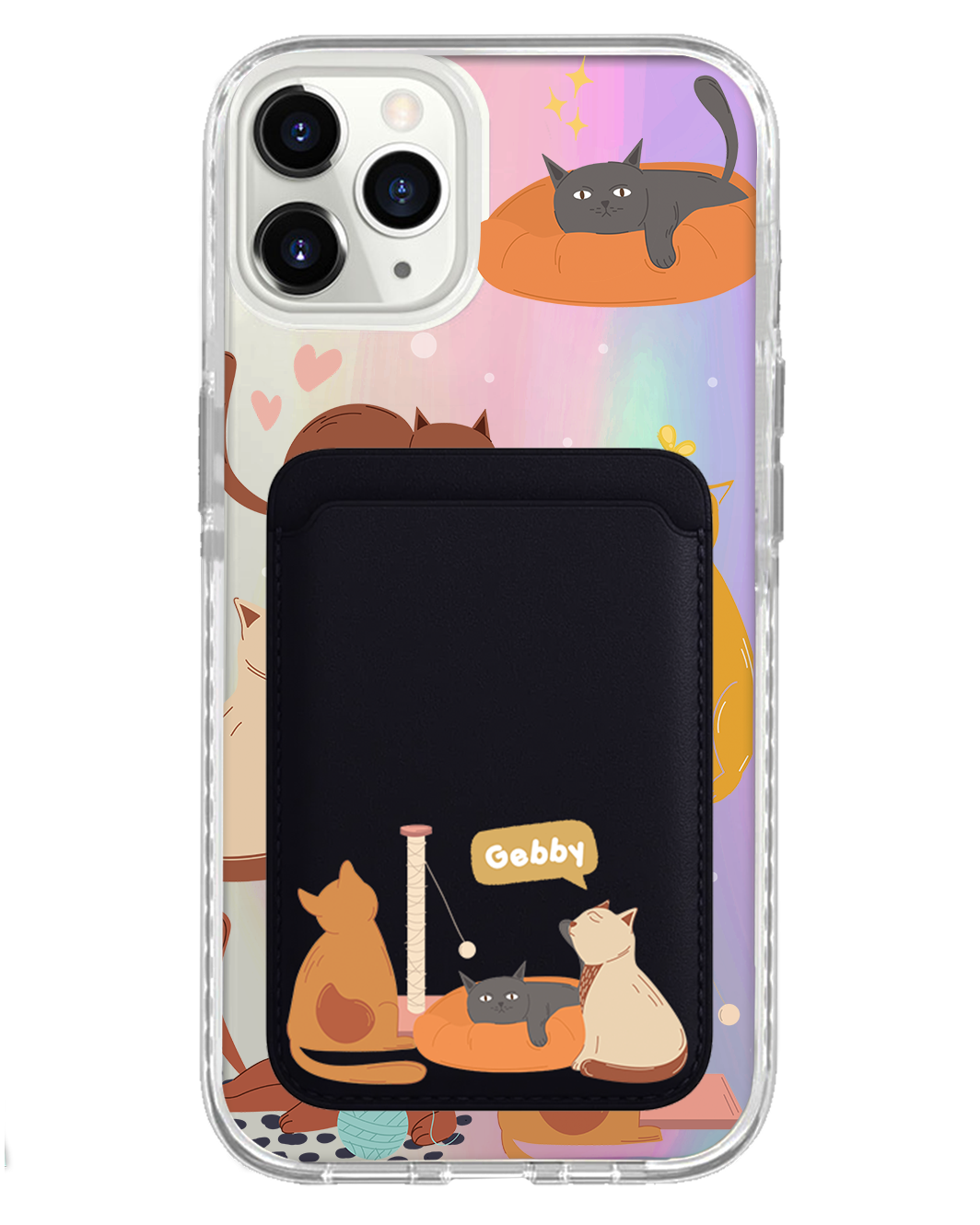 iPhone Magnetic Wallet Holo Case - Playful Cat 1.0