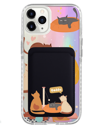 iPhone Magnetic Wallet Holo Case - Playful Cat 1.0