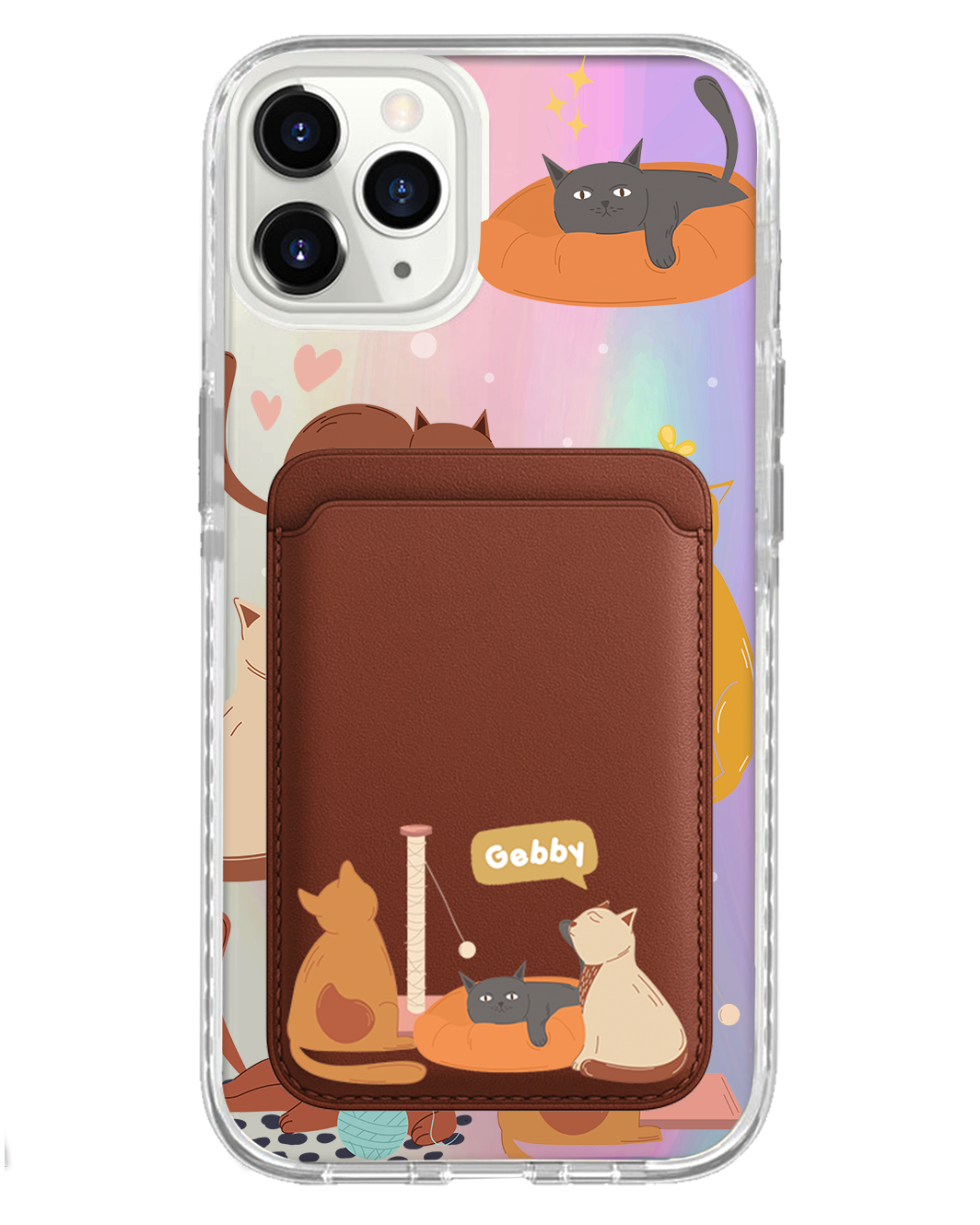 iPhone Magnetic Wallet Holo Case - Playful Cat 1.0