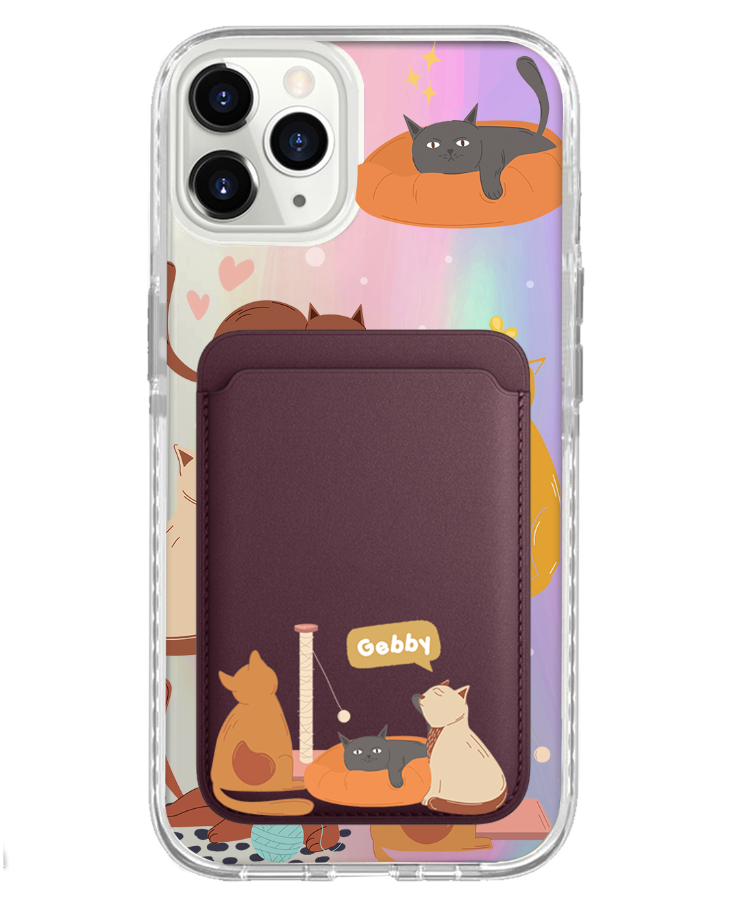 iPhone Magnetic Wallet Holo Case - Playful Cat 1.0