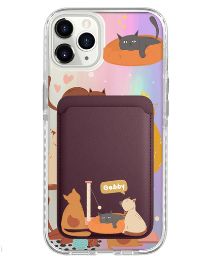 iPhone Magnetic Wallet Holo Case - Playful Cat 1.0