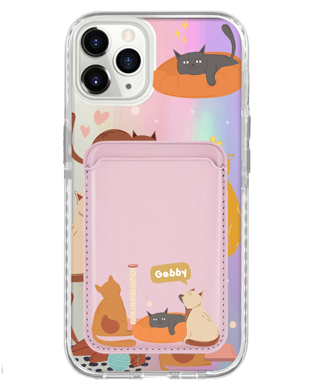 iPhone Magnetic Wallet Holo Case - Playful Cat 1.0