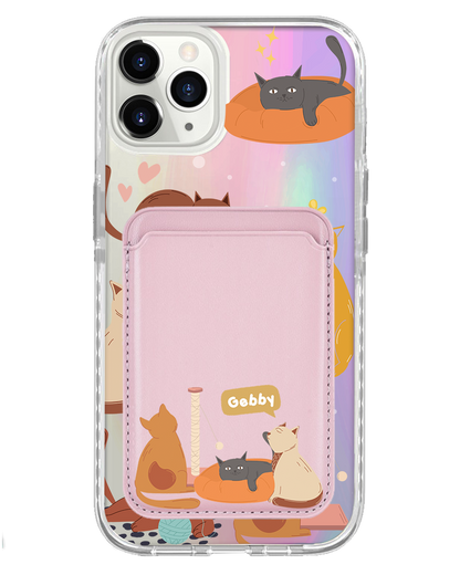 iPhone Magnetic Wallet Holo Case - Playful Cat 1.0