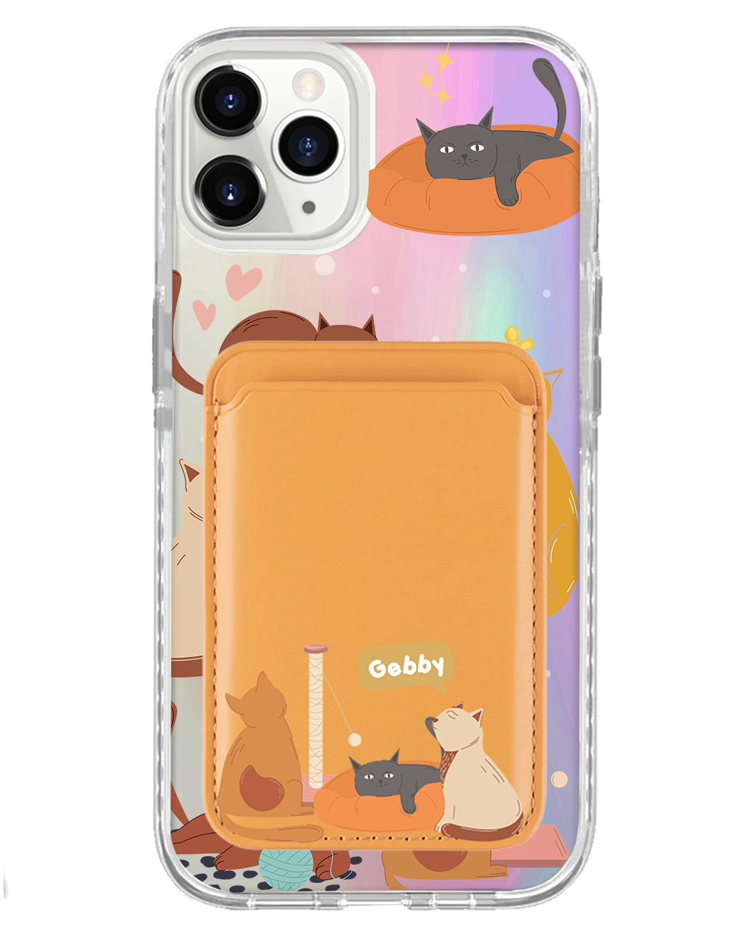 iPhone Magnetic Wallet Holo Case - Playful Cat 1.0