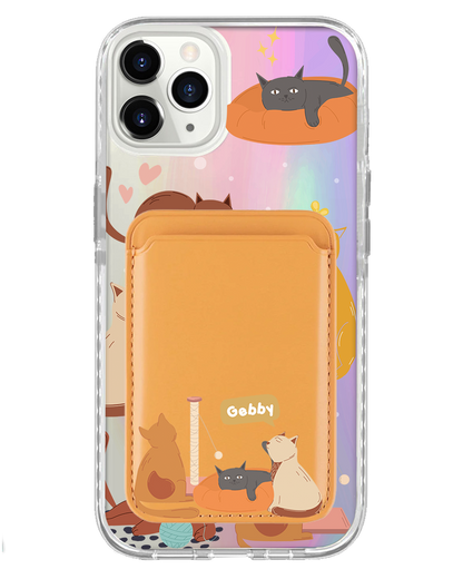 iPhone Magnetic Wallet Holo Case - Playful Cat 1.0