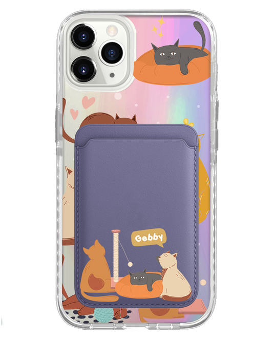iPhone Magnetic Wallet Holo Case - Playful Cat 1.0