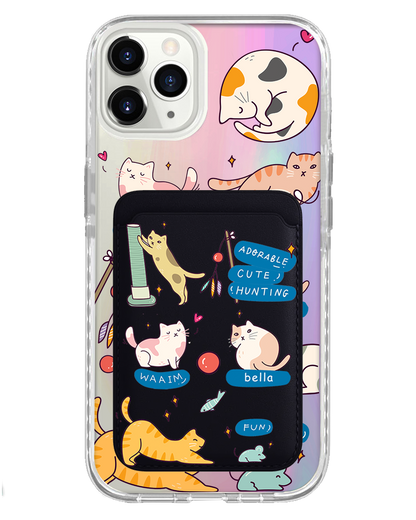 iPhone Magnetic Wallet Holo Case - Playful Cat 2.0