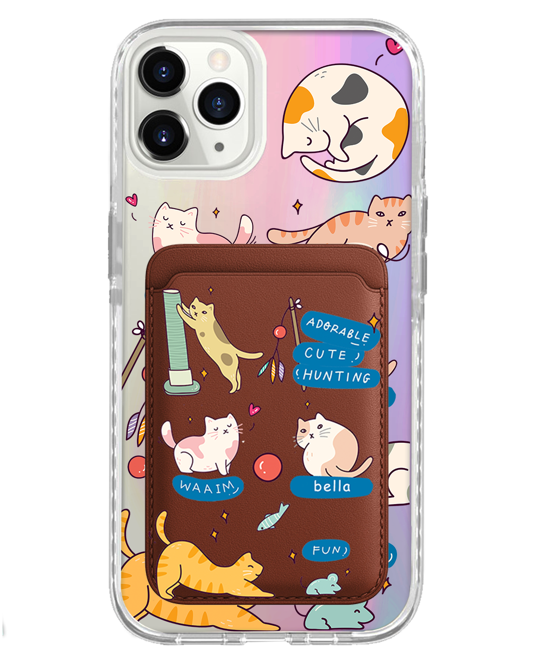 iPhone Magnetic Wallet Holo Case - Playful Cat 2.0