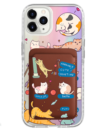 iPhone Magnetic Wallet Holo Case - Playful Cat 2.0