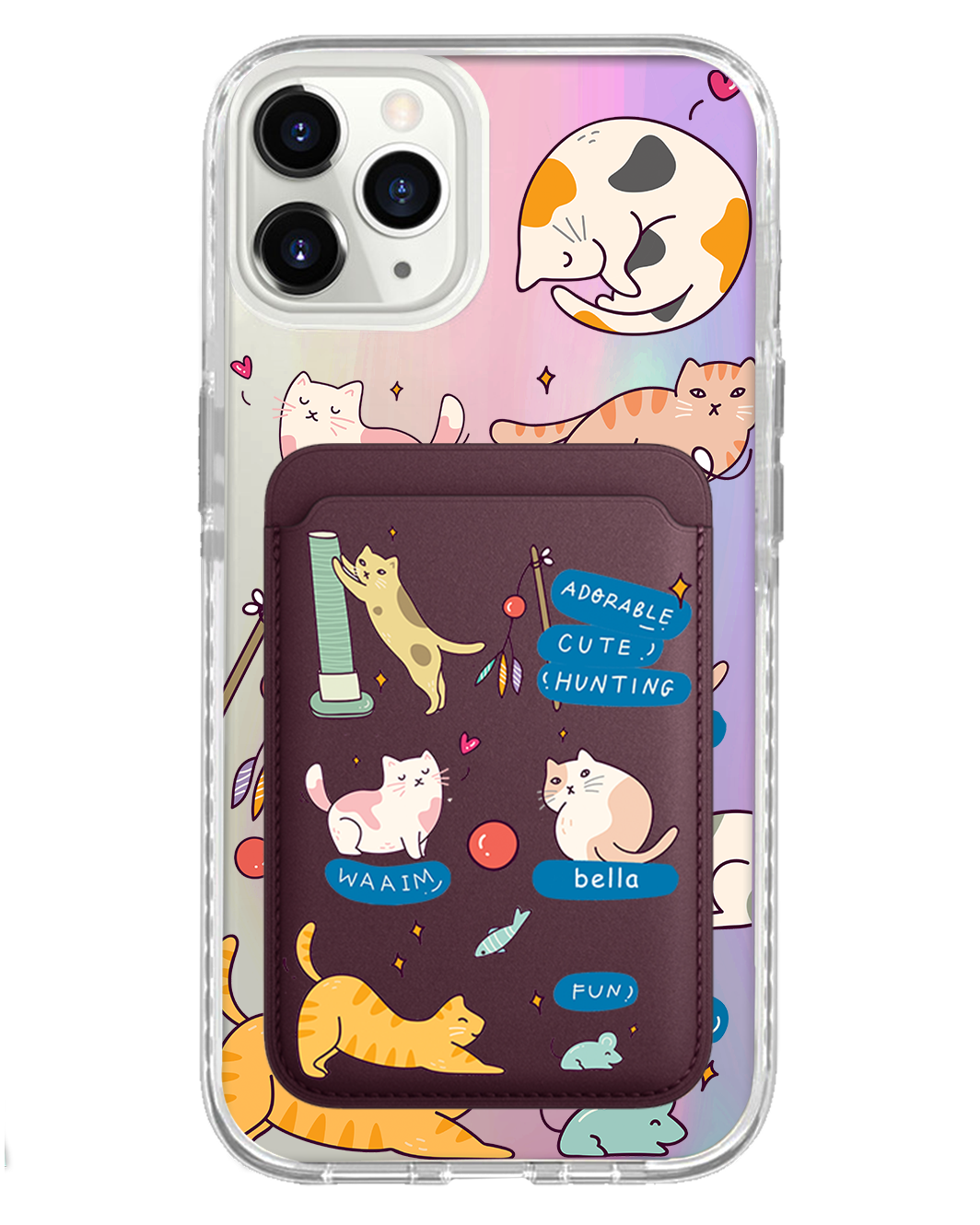 iPhone Magnetic Wallet Holo Case - Playful Cat 2.0