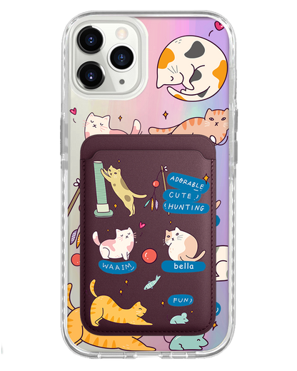 iPhone Magnetic Wallet Holo Case - Playful Cat 2.0