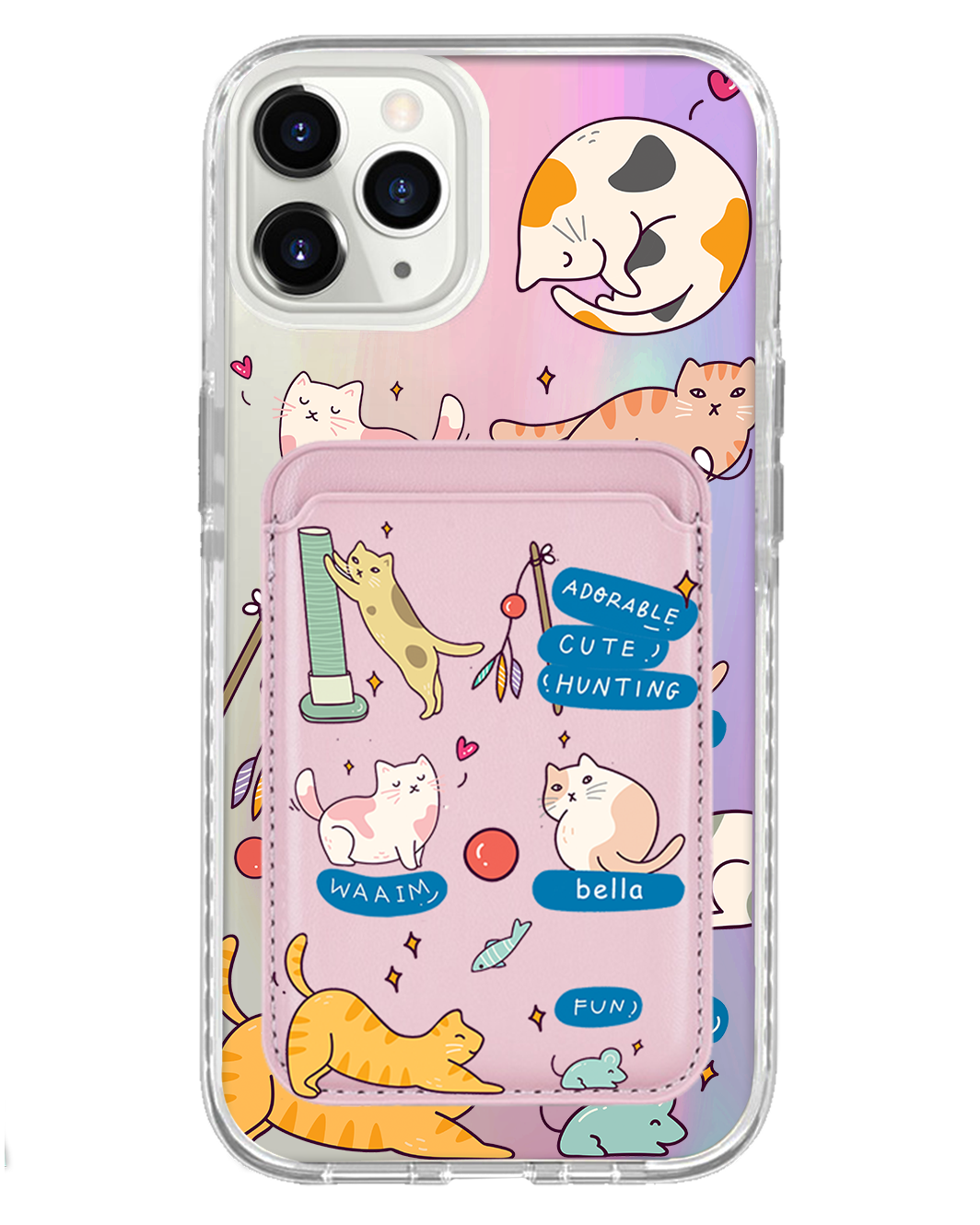 iPhone Magnetic Wallet Holo Case - Playful Cat 2.0