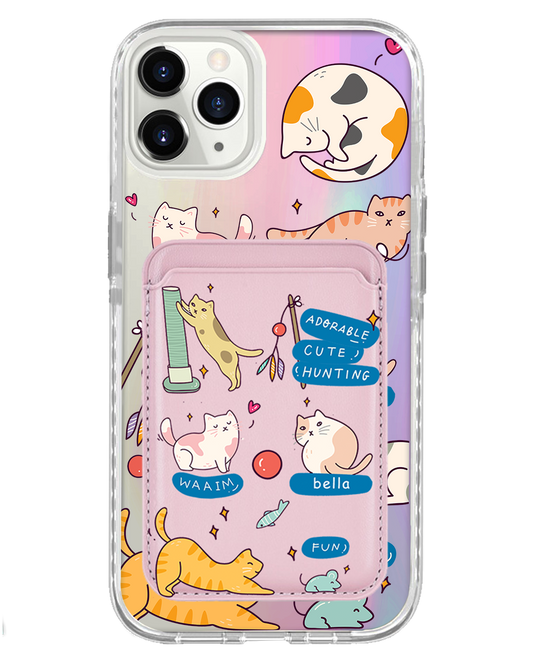 iPhone Magnetic Wallet Holo Case - Playful Cat 2.0