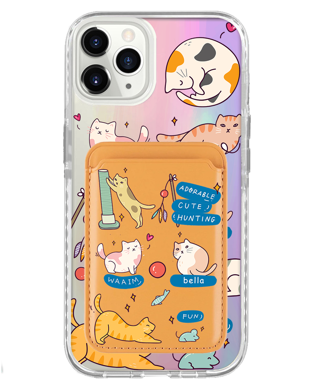 iPhone Magnetic Wallet Holo Case - Playful Cat 2.0