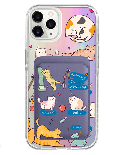 iPhone Magnetic Wallet Holo Case - Playful Cat 2.0