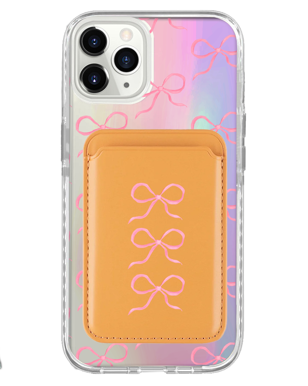 iPhone Magnetic Wallet Holo Case - Coquette Triple Bow