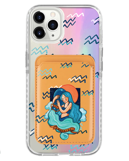 iPhone Magnetic Wallet Holo Case - Aquarius