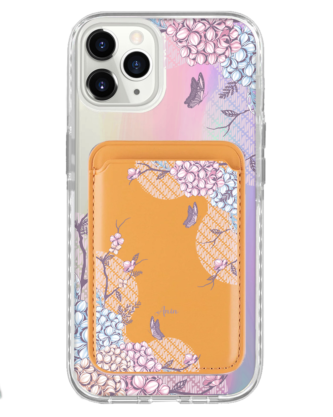 iPhone Magnetic Wallet Holo Case - Batik Floral