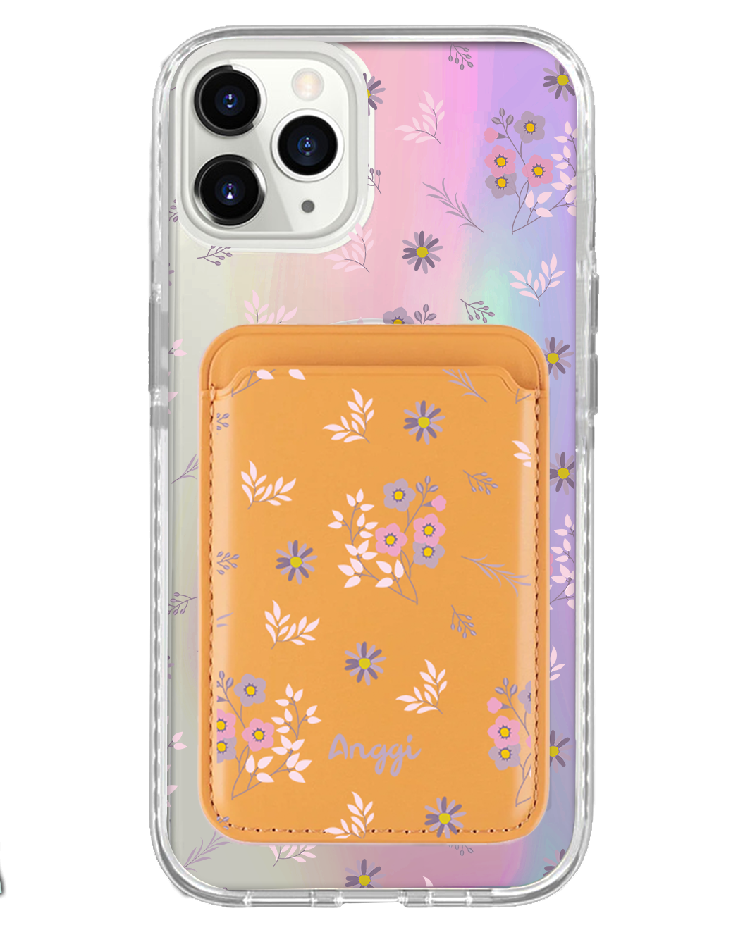 iPhone Magnetic Wallet Holo Case - Cherry Blossom