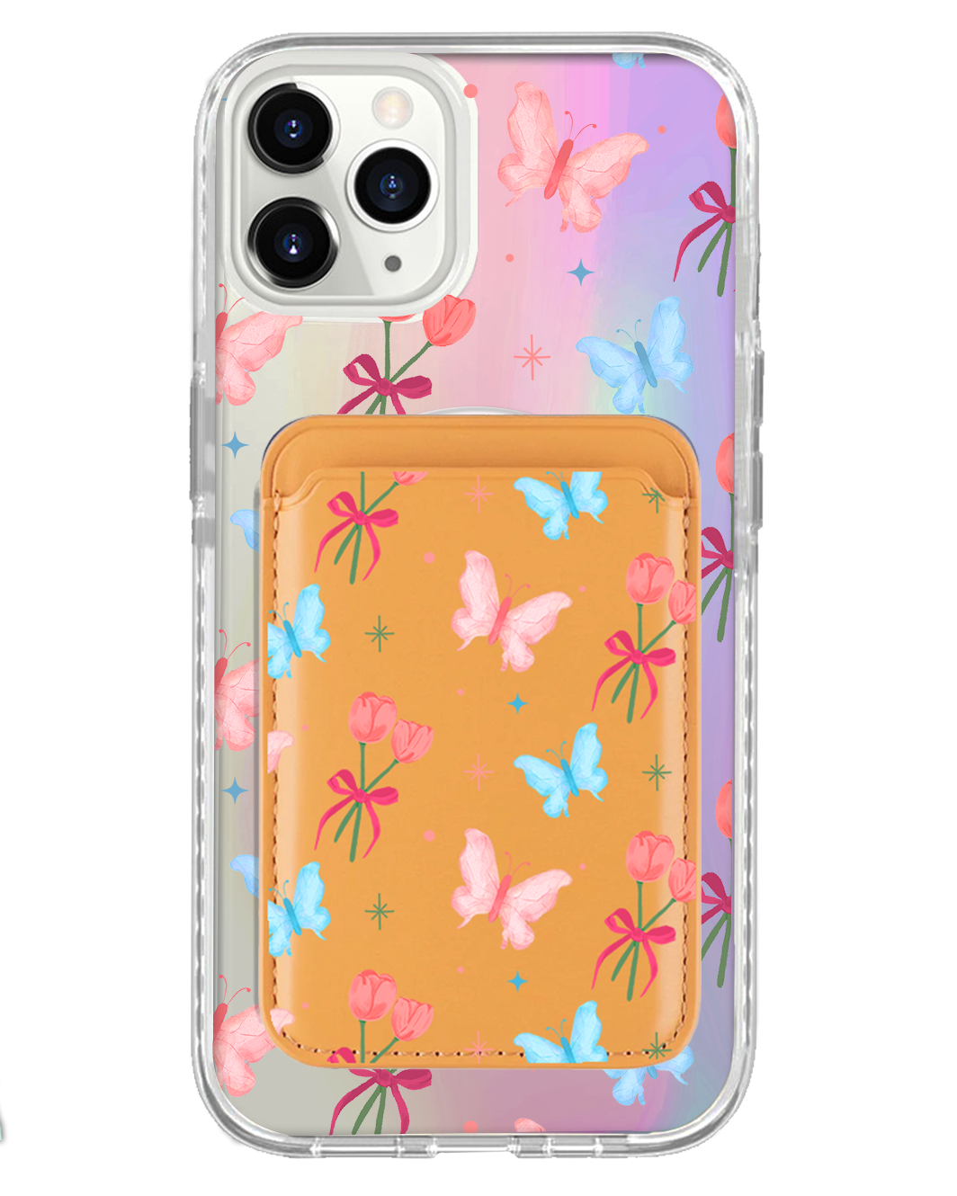 iPhone Magnetic Wallet Holo Case - Coquette Butterfly