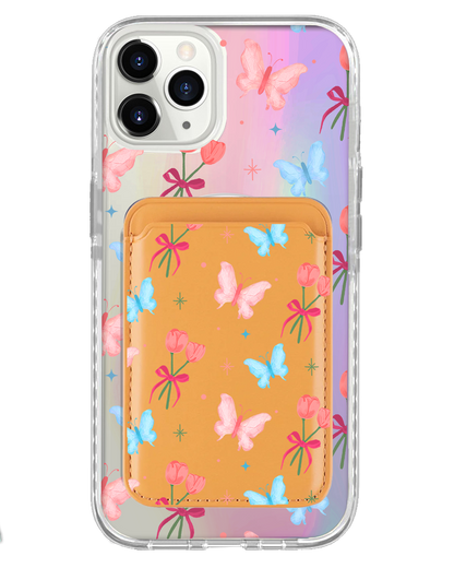 iPhone Magnetic Wallet Holo Case - Coquette Butterfly