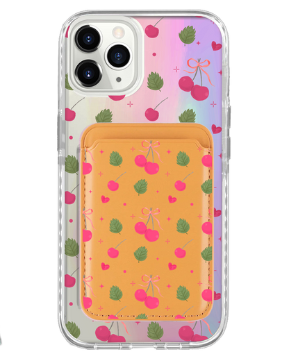 iPhone Magnetic Wallet Holo Case - Coquette Cherry